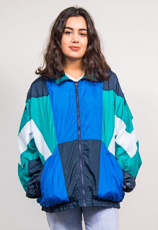 90'S VINTAGE COLOURBLOCK SHELLSUIT TRACKSUIT JACKET TOP
