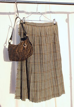 Vintage 70s Mosbrook Pure New Wool Tartan Pleated Midi Skirt