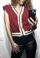 Red Buttoned Casual Vest / Sleeveless Jacket - L
