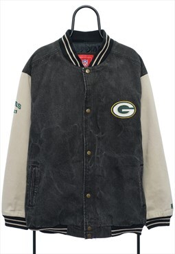 Vintage NFL Green Bay Packers Black Bomber Jacket Mens