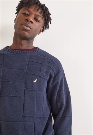 VINTAGE NAUTICA KNITTED JUMPER NAVY