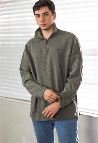 VINTAGE POLO RALPH LAUREN 1/4 ZIP JUMPER SWEATSHIRT XL 21.3