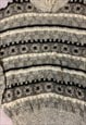 VINTAGE KNITTED JUMPER ABSTRACT PATTERNED GRANDAD SWEATER