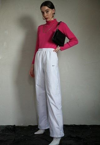 90S VINTAGE UNISEX NIKE WHITE TRACK PANTS