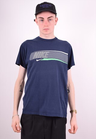 NIKE MENS VINTAGE T-SHIRT TOP MEDIUM BLUE 90'S