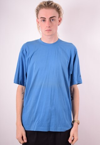 ADIDAS MENS VINTAGE T-SHIRT TOP MEDIUM BLUE 90S