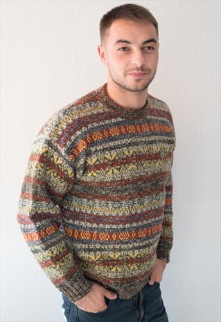 WINTER NORDIC PATTERN WOOL SWEATER 90S