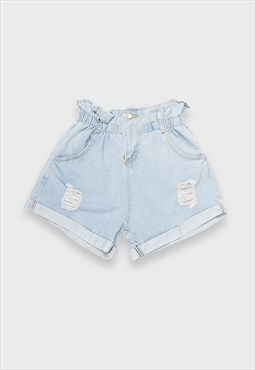 Elasticated denim shorts
