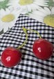 CHERRY FRUIT EARRINGS - PLASTIC CHERRIES VALENTINES