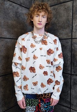 Teddy bear sweatshirt detachable handmade punk animal tshirt