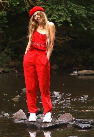 VINTAGE 80'S RED HIGH WAISTED TROUSERS