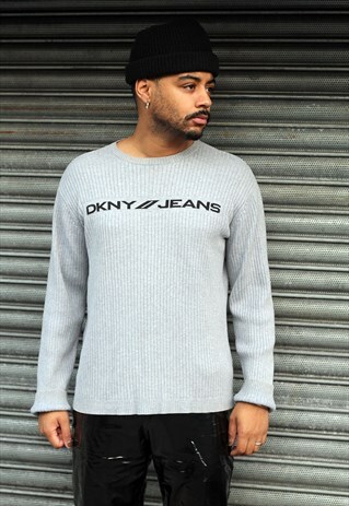 VINTAGE DKNY JEANS GREY LOGO JUMPER