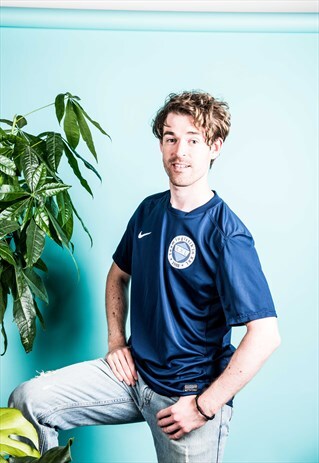 VINTAGE 1990S NAVY BLUE NIKE FOOTBALL SHIRT