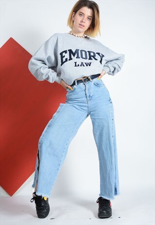 VINTAGE SWEATSHIRT IN GREY WITH EMBROIDERY
