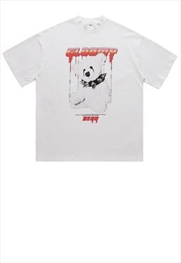 Punk bear t-shirt vintage teddy print tee gloomy slogan top 