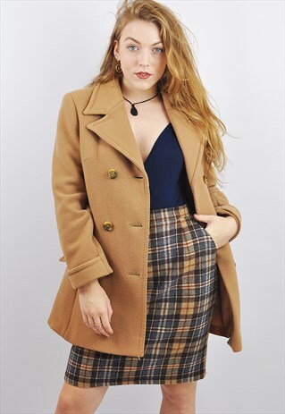 VINTAGE 70S CAMEL BROWN WOOL & CASHMERE COAT