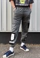 Cargo pocket strap joggers reflective beam overalls grey