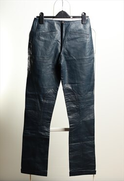 Vintage Bally Leather Classic Trousers Dark Turquoise