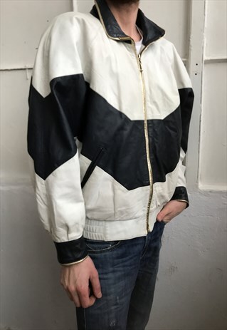 VINTAGE 80' OLDSCHOOL DISCO UNISEX LEATHER GOLD JACKET