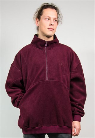 90'S VINTAGE FRED PERRY BURGUNDY QUARTER ZIP FLEECE