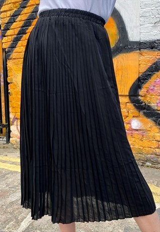 VINTAGE 70S SKIRT MAXI PLEATED IN BLACK
