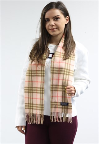 VINTAGE CASHMERE CHECKED SCARF PINK-AS171
