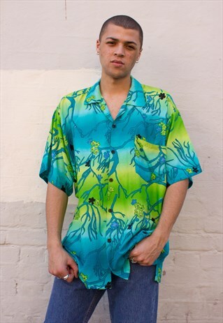 VINTAGE OVERSIZED UNISEX PATTERNED SUMMER SHIRT