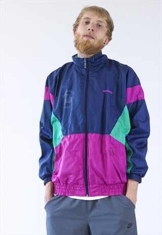 90S VINTAGE MENS ADIDAS WINDBREAKER TRACK SUIT LOGO JACKET