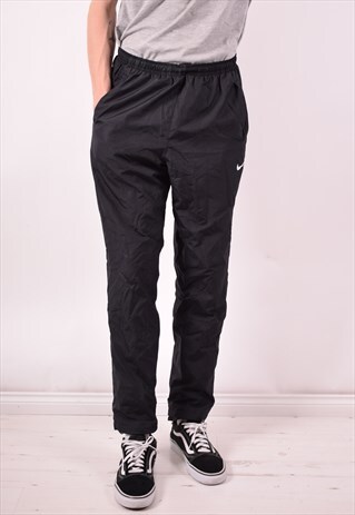 NIKE MENS VINTAGE TRACKSUIT TROUSERS LARGE BLACK 90S