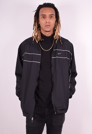 NIKE MENS VINTAGE TRACKSUIT TOP JACKET XL BLACK 90S