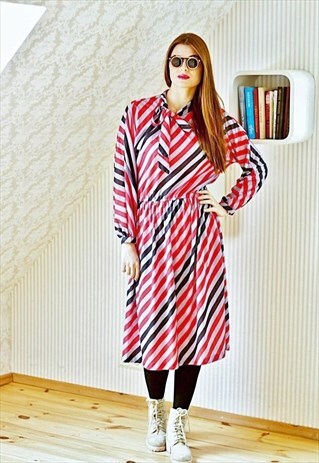 CANDY STRIPE BATWING MIDI DRESS