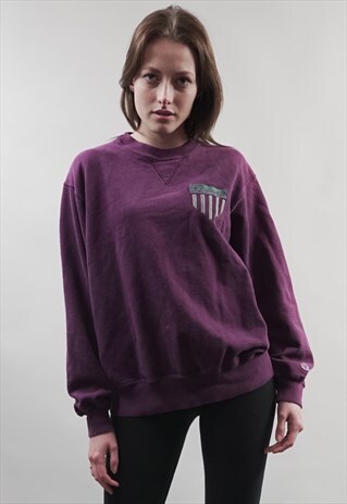VINTAGE 80'S CHAMPION LOGO PURPLE SWEATER