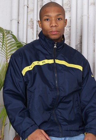 VINTAGE NIKE LOGO QUILTED JACKET NAVY BLUE