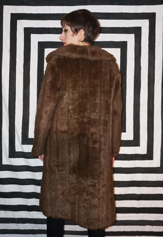 VINTAGE 70'S LONG FAUX FUR COAT