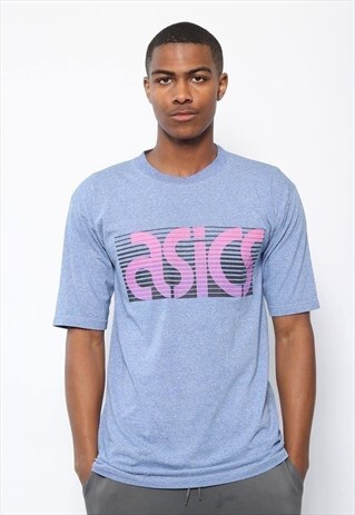 VINTAGE ASICS PRINT LOGO T-SHIRT BLUE