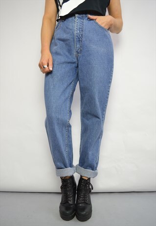 90S LEVI'S 881 ORANGE TAB MEDIUM BLUE WASH HIGH WAIST JEANS
