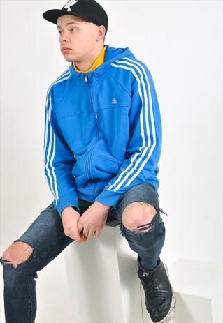 VINTAGE ADIDAS TRACK HOODIE IN BLUE