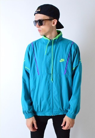 VINTAGE 90S TURQUOISE BLUE NIKE BOMBER JACKET
