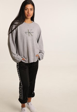 VINTAGE CALVIN KLEIN EMBROIDERED SPELLOUT SWEATSHIRT