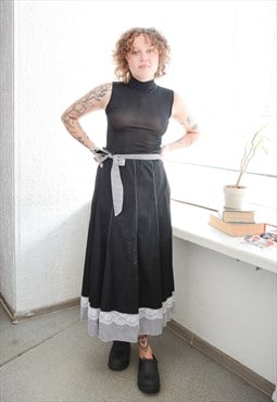 Vintage Bohemian Black Maxi Skirt