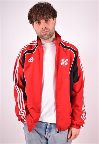 ADIDAS MENS VINTAGE TRACKSUIT TOP JACKET LARGE RED 90S