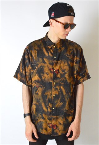 VINTAGE 80S ABSTRACT SHORT SLEEVE THAI SILK SHIRT