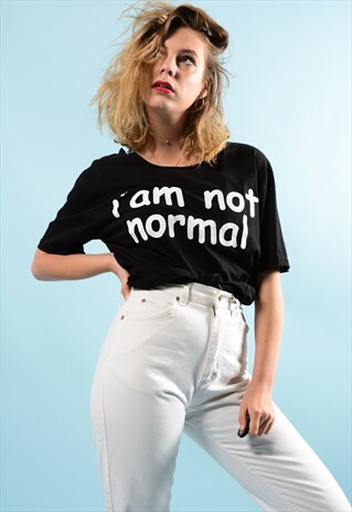 BLACK SLOGAN PRINT T-SHIRT