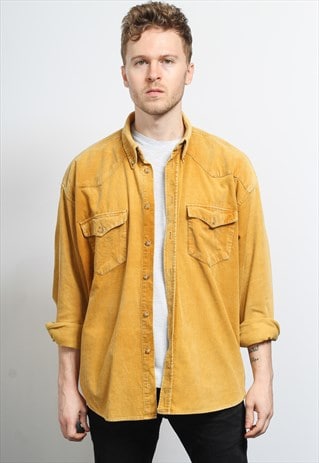 VINTAGE CORDUROY CORD SHIRT YELLOW