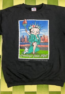Vtg Betty Boop Love NYC Sweatshirt Parody Statue of Liberty