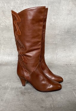 Vintage GABOR real leather brown heel boots