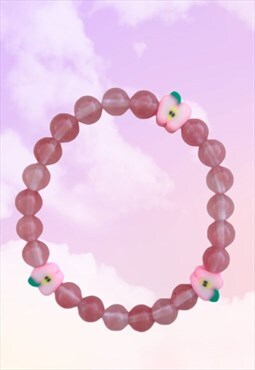 Peach Delight - Pink Cherry Quartz Beaded Gemstone Bracelet