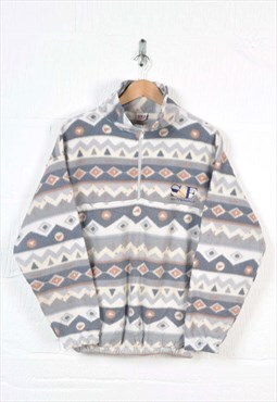 Vintage San Francisco Fleece 1/4 Zip Retro Pattern Grey M