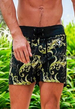 Tucann Gold Leaf Swim Shorts - Quick Dry & Built in Trunks