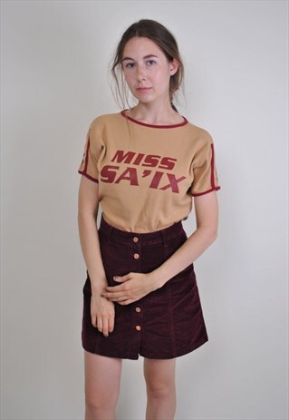 MISS SAIX TSHIRT, WOMENS BROWN LOGO TEE